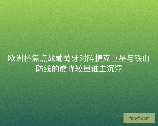 欧洲杯焦点战葡萄牙对阵捷克巨星与铁血防线的巅峰较量谁主沉浮
