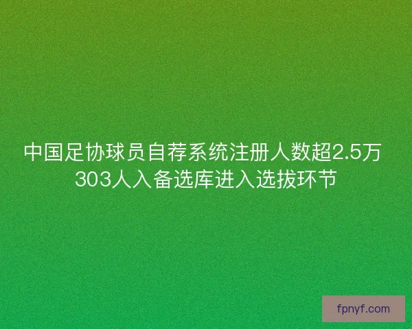 中国足协球员自荐系统注册人数超2.5万 303人入备选库进入选拔环节