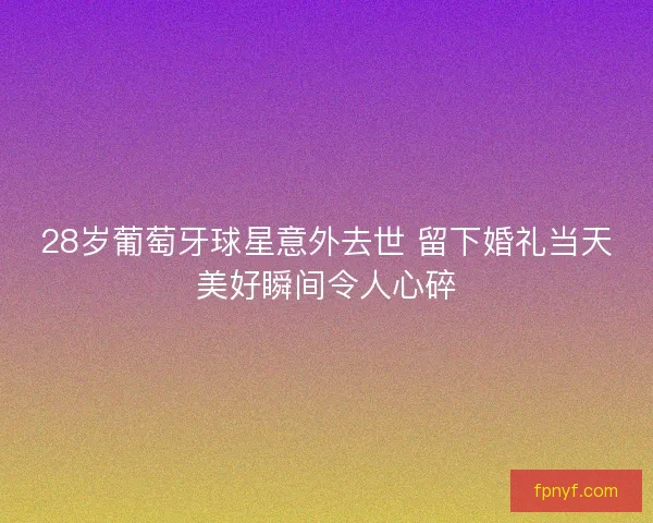 28岁葡萄牙球星意外去世 留下婚礼当天美好瞬间令人心碎