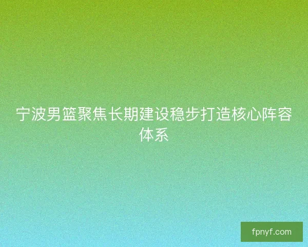 宁波男篮聚焦长期建设稳步打造核心阵容体系