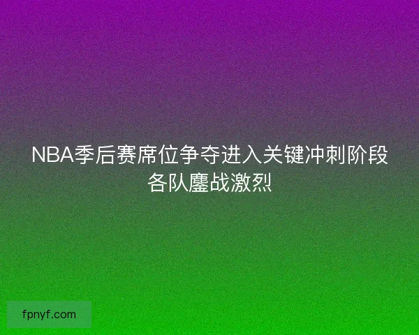 NBA季后赛席位争夺进入关键冲刺阶段各队鏖战激烈
